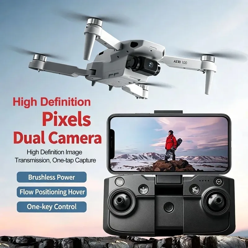 Aeri100 VR Remote Control Drone 5G WIFI RC Dron Quadcopter Obstacle Avoidance 8K HD Dual Camera FPV Mini Dron Toys