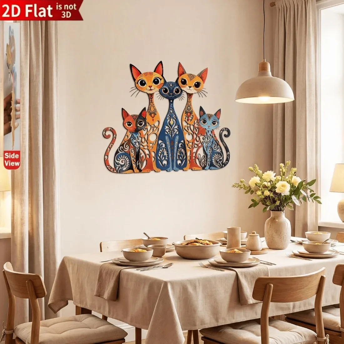 CIFBUY 1pc 2D Flat Medieval Vintage Tuxedo Cat Metal Wall Sign,Colorful Stylish Decor UV Print Waterproof Rustproof