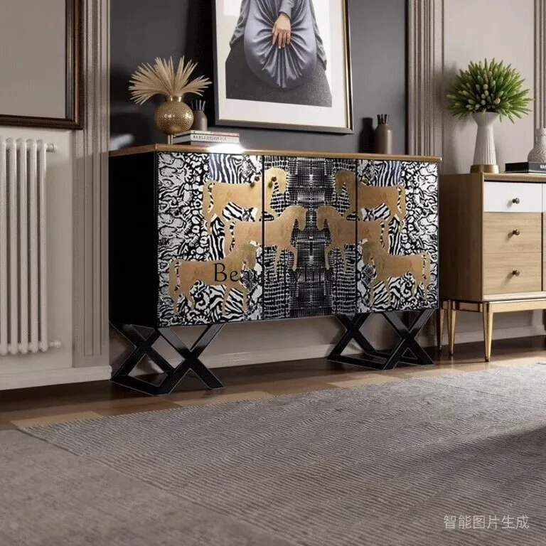 

American retro style porch side cabinet hand painted home partition locker