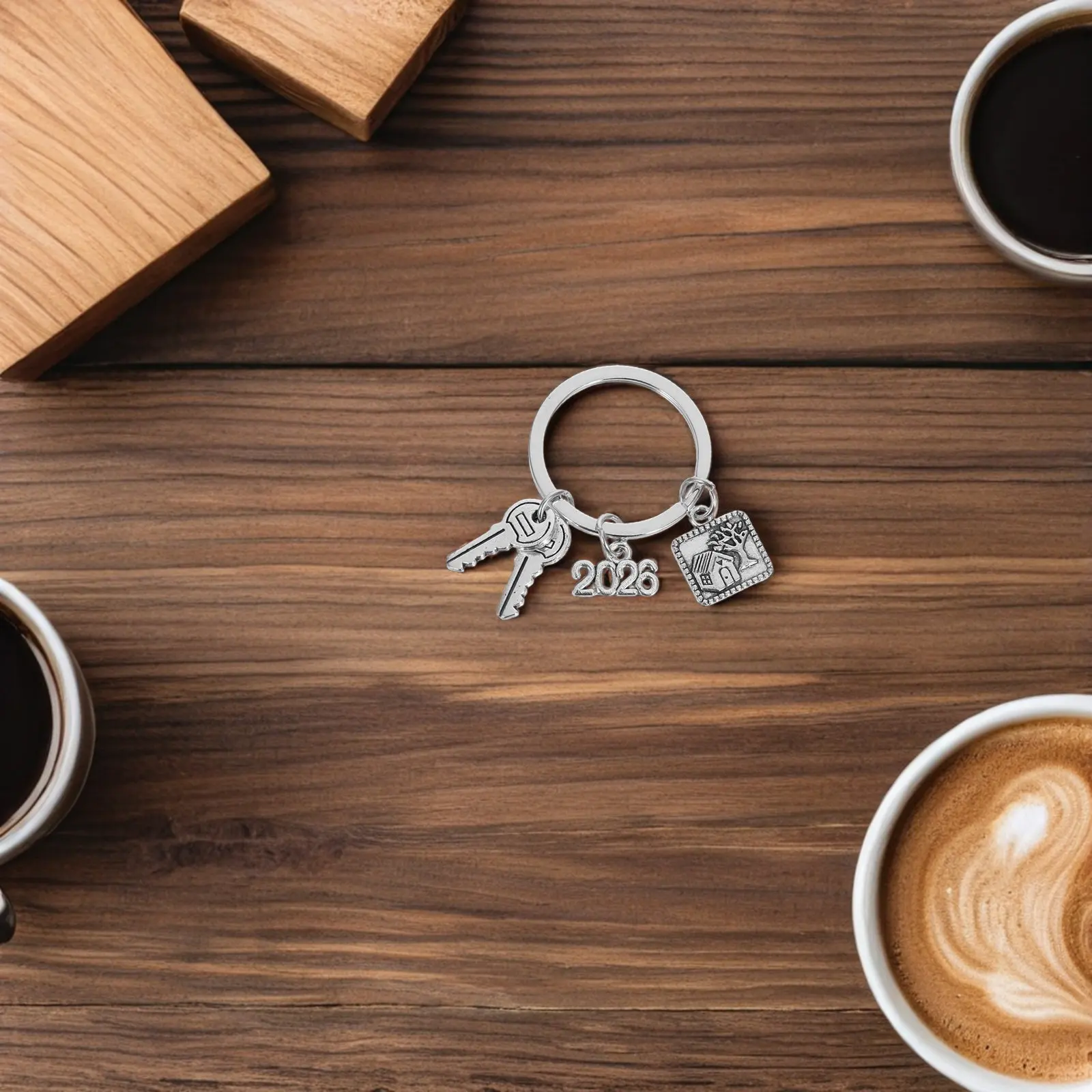 New Home Keychains 4 Piece Set Housewarming Key Rings with Secure Closure Gift for New Homeowners
