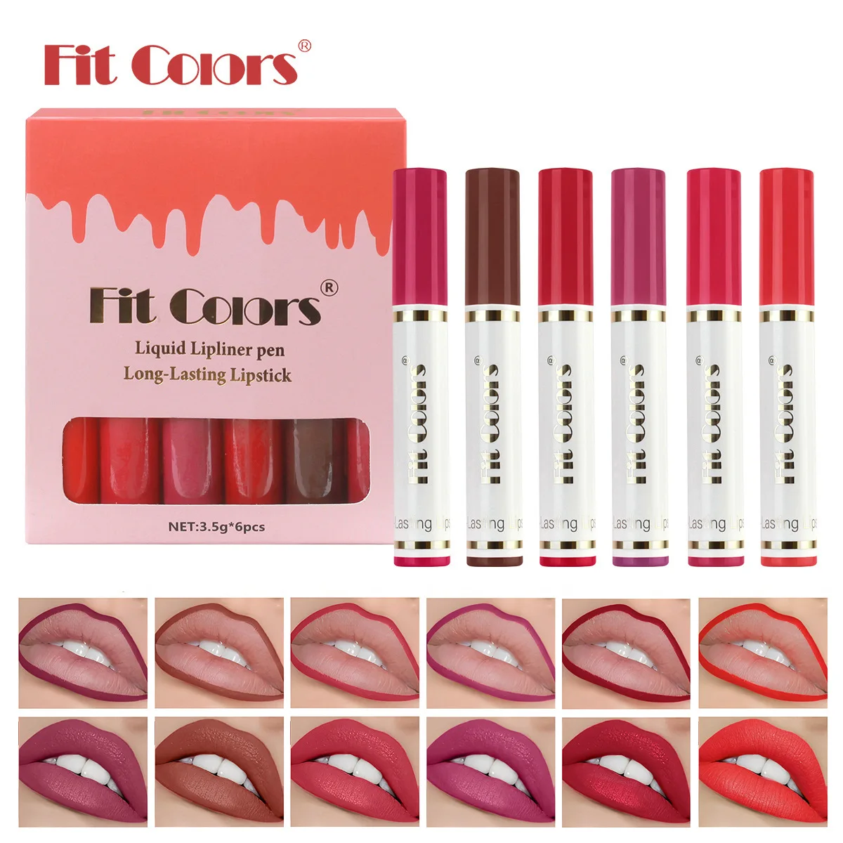 Lip Liner & Lip Glaze Set Matte Transfer Resistant Long Lasting Non-fade Non-stain Cup Outline Lip Makeup Kit