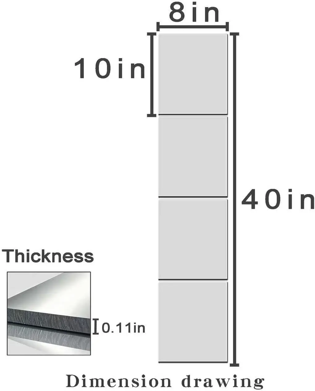 4-piece Set of Thickened Acrylic Mirrors for Walls, 8 x 10 x0.11-inch self-Adhesive Frameless Small Mirror Tiles, Flexible Plast