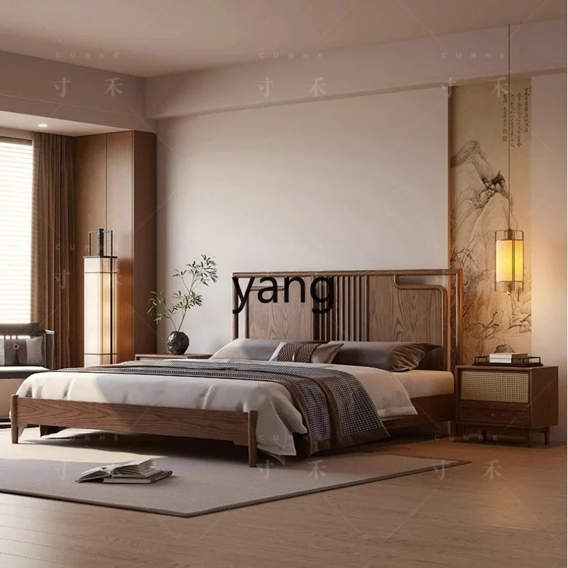 CX  Song's Aesthetic Solid Wood Double Bed New Chinese Master Bedroom Wedding Bed