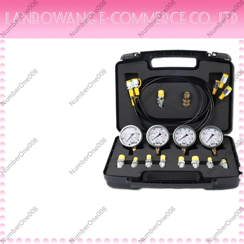 4-Gauge Hydraulic Test Kit Pressure Tester Set for Excavator Construction Machinery Maintenance Tool