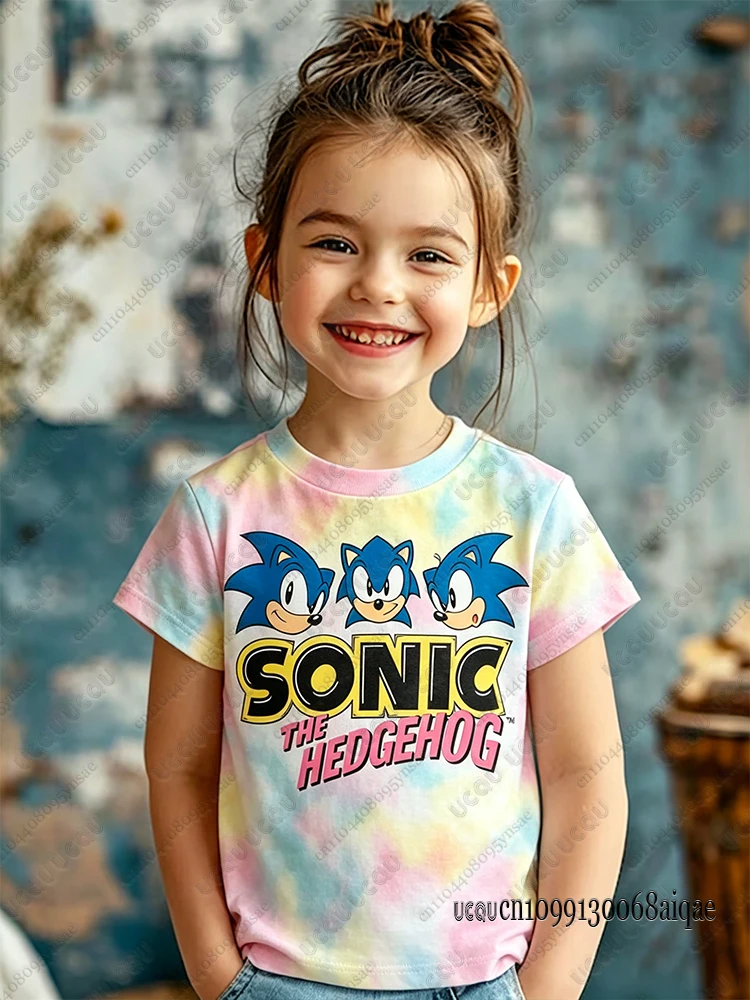 Cartoon Sonic Character Print T-Shirts für Kinder, lässige Rundhals-Street-T-Shirts, Sommer-T-Shirts für Erwachsene/Kinder, süße Tops, Sonic-T-Shirts – Detail 10