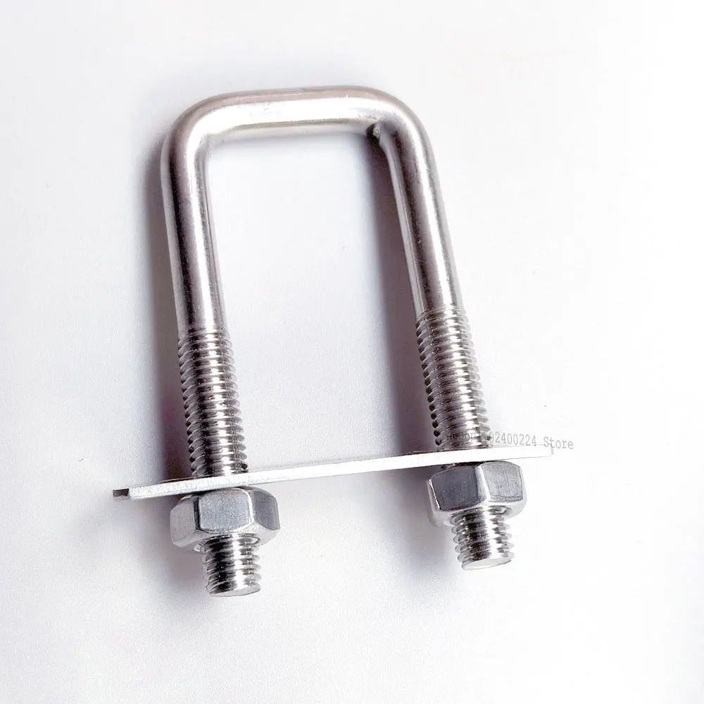 M6 8 Squa Bolt 304 Stainless Steel U-screw Square Clamp Square Pipe Clamp Right Angle Bolt With Baffle Square Clamp Hw20-200mm