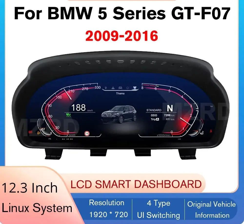 Для BMW 5 серии GT-F07 2009-2016 CIC/NBT Linux система спидометра приборная панель автомобиля COREYES 12,3-дюймовый цифровой приборный кластер