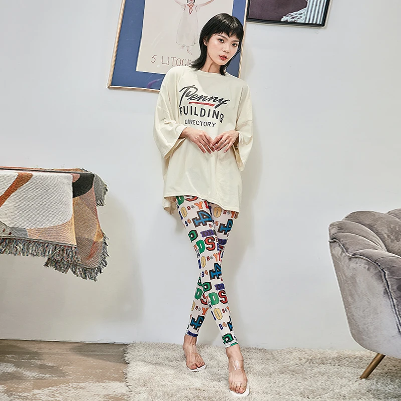 Letnie cienkie gazy przezroczyste cyfrowe legginsy wszystko rozciągliwe koreańska wersja obcisłych dziewięciopunktowych spodni damskich