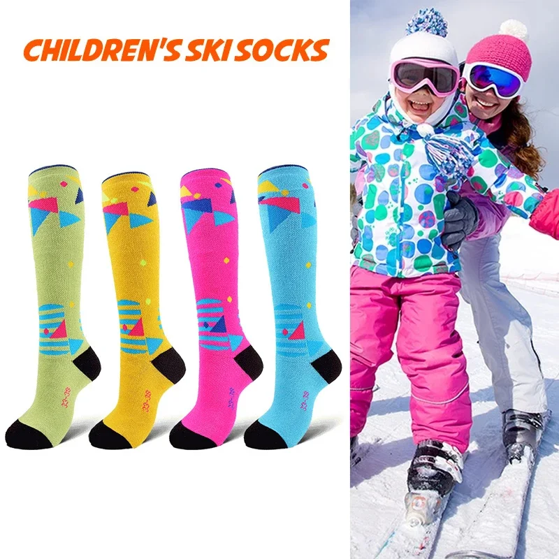 

2 Pairs/lot Children's Ski Sock Thickened Winter Insulation Kids Outdoor Snow Sports Snowboarding Cycling Hiking Long Stocking