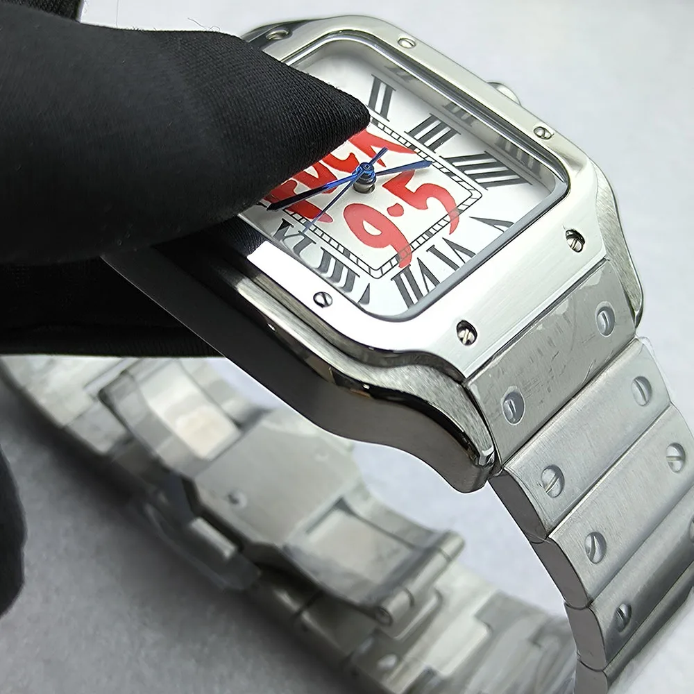 New NH35 F.9.5 dial men's watch Roman square dial 38MM stainless steel men's watch Sandus NH35 movement