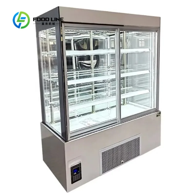 Customized Commercial Refrigerated Cake Display Case Large Capacity Double Layer Glass Door Cooler for Supermarket Restaurant