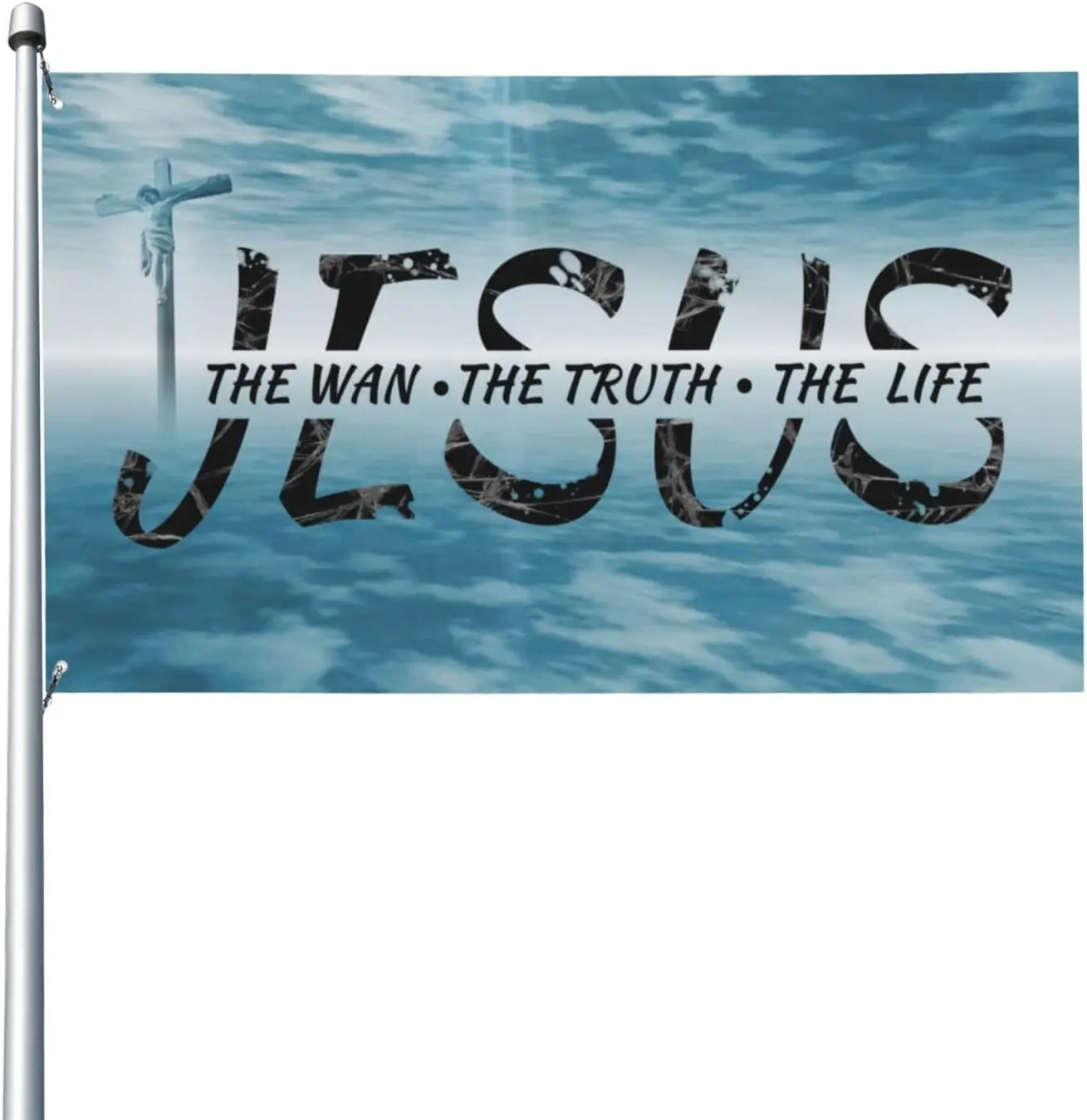 Jesus The Way Truth Life Garden Flag Black Funny Flag Decorative Banner for College Dorm Man Cave Tailgates and Parties 3X5 Ft