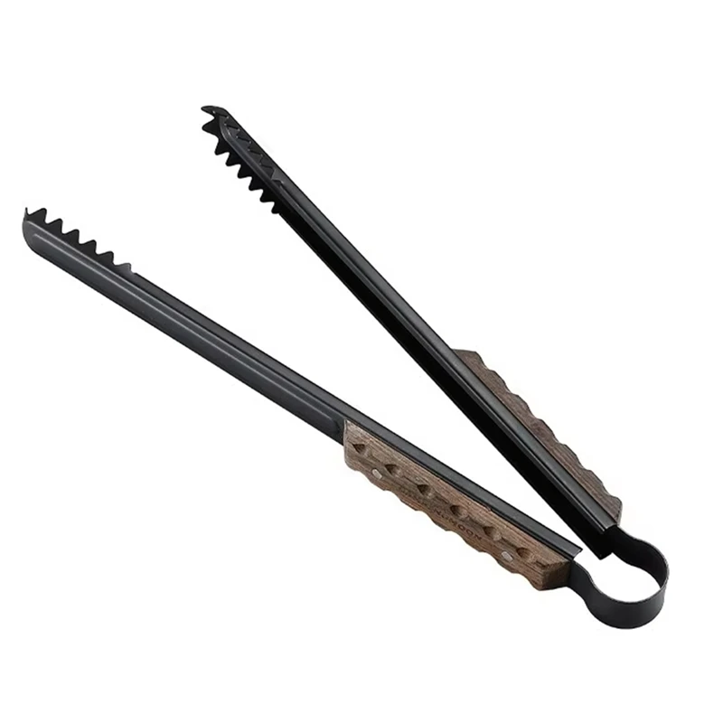 

Multi-Functional BBQ Accessories, Thickened Stainless Steel Carbon Clip With Insulated Solid Wood Handle