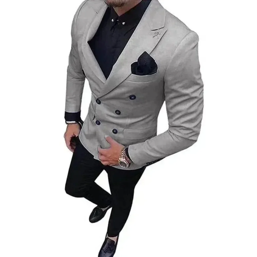 

High-Quality Slim Fit Men's Suit Set With Notched Lapel Blazer And Pants 2-Piece Wedding Guest Formal Business Attire