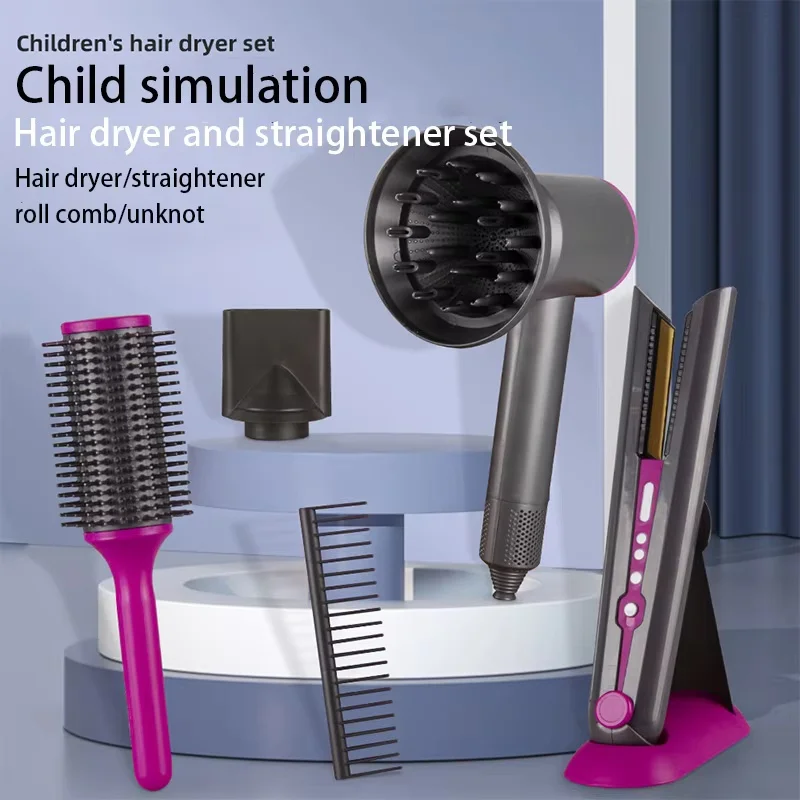 Children Electric Hairdressing Salon Hair Dryer Toys Set Early Educational Role Playing Family Stylist Fun Toy for Birthday Gift