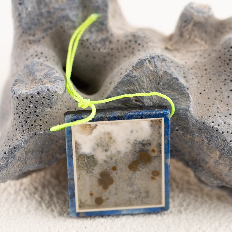 Ocean Jasper Howlite Lapis Lazuli Obsidian Picture Pendant for Necklace Handmade Jewelry Charm Gift Accessories 31x30x5mm 12g