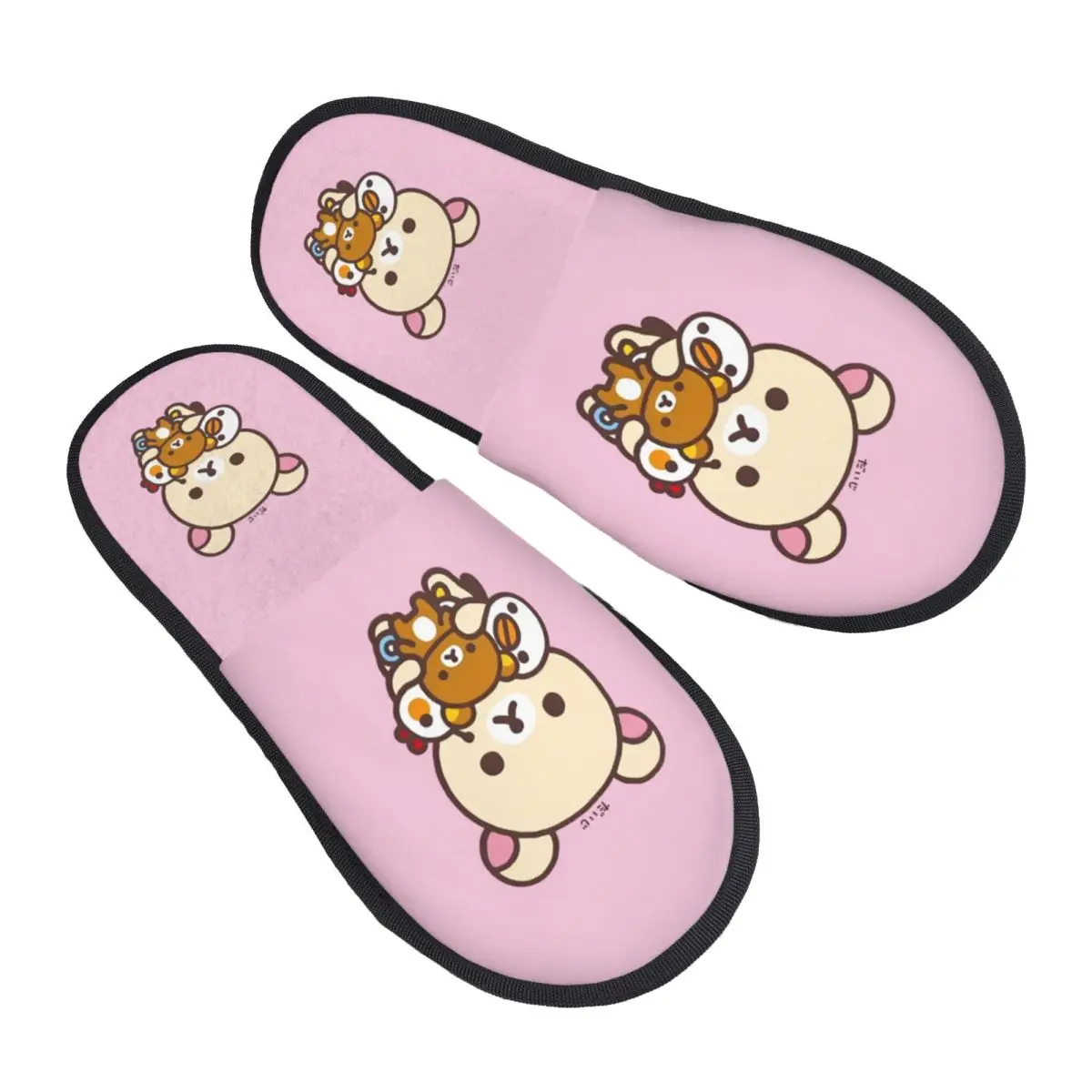 

Домашние тапочки Rilakkuma на заказ, женские удобные тапочки без шнуровки с милым медведем из пены с эффектом памяти, гостиничные тапочки