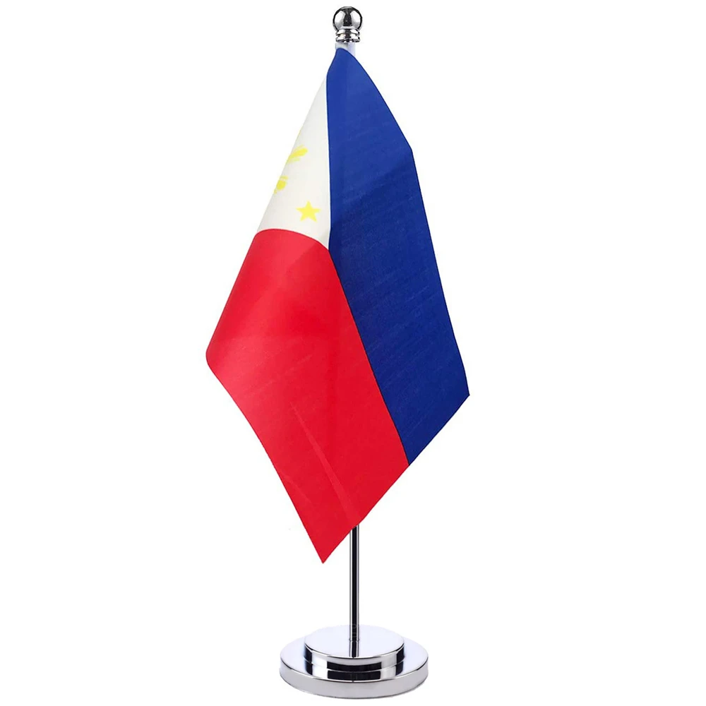 

14x21cm Office Desk Flag Of Philippines Banner Boardroom Table Stand Pole The Pambansang Watawat Cabinet Flag Meeting Room Decor