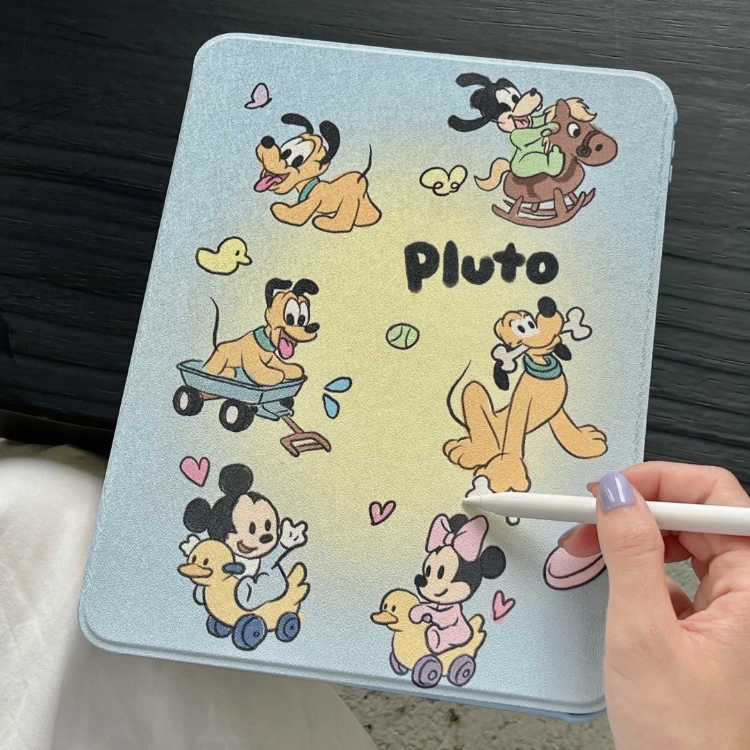 For iPad 10th Generation 2022 Disney Mickey Case with Pencil Holder 360 Rotation Smart Leather Cover iPad 9 8th 7th 10.2 Air 5 4