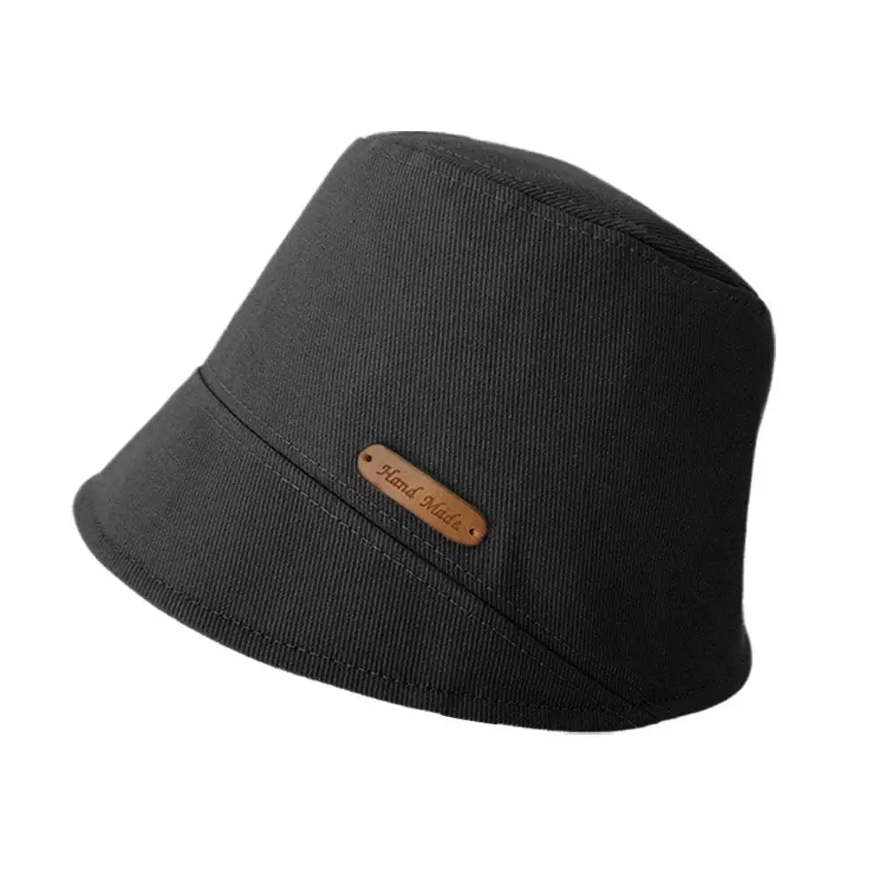 Soft Cotton Solid Color Sun Hats Black Foldable Bucket Hat Street Headwear Fisherman Outdoor Cap Men and Woman Caps