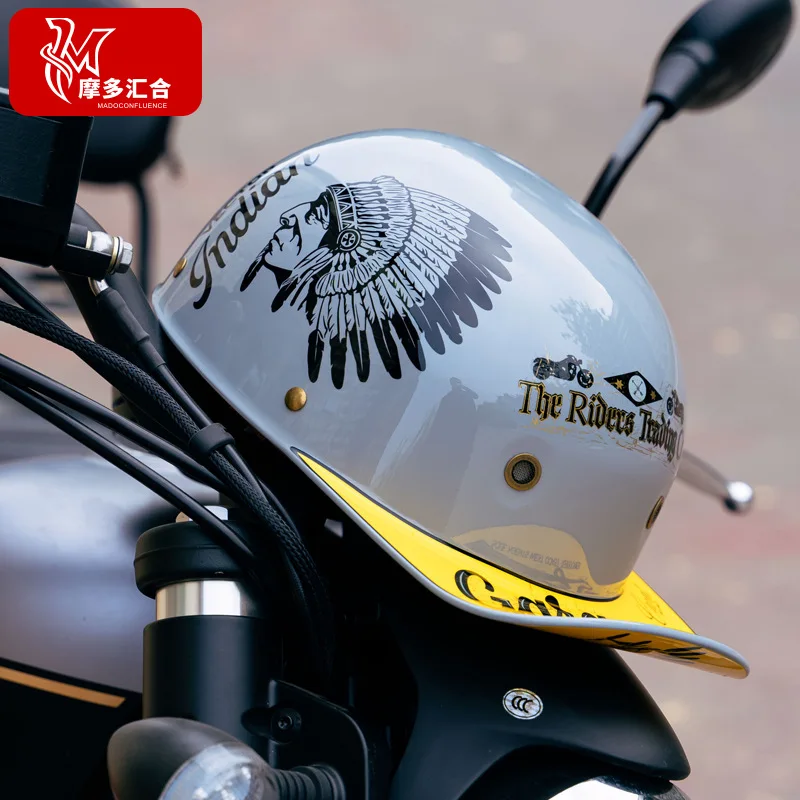 قبعة بيسبول خوذة دراجة نارية خمر الخوذات الرجعية الصيف مفتوحة الوجه سكوتر كروزر المروحية العصابات DS الرجال النساء #2