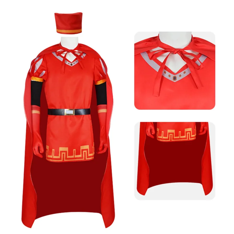 2025 New Anime Movie Lord Farquaad Cosplay Costume Red Monster Uniform Adult Kids Medieval Outfit Cloak Hat Halloween Car ☆wrl☆
