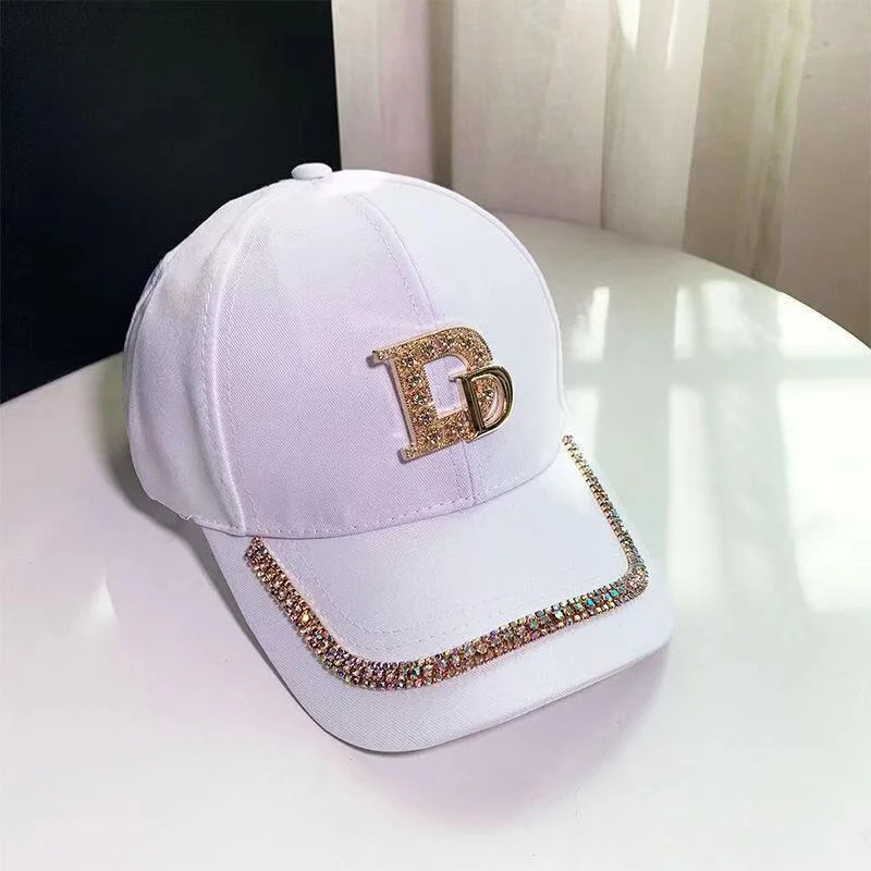 Gorras Gold Sequins Diamond M Letter Visors Hats Hip Hop Caps Women Club Party Baseball Cap Ladies Korean Version Snapback Hat