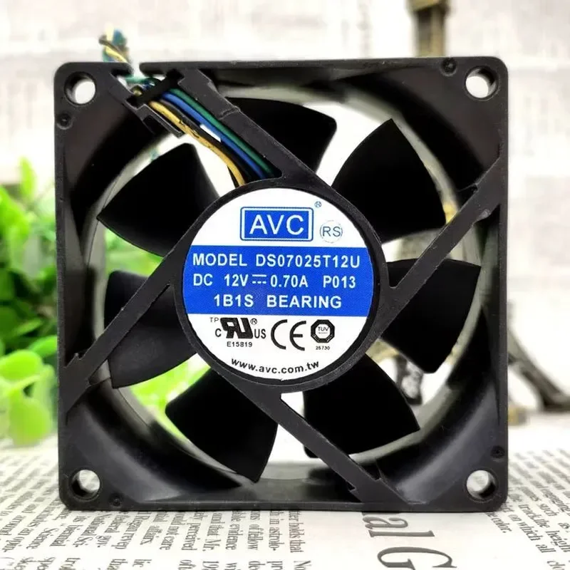 for AVC DS07025T12U 7025 DC 12V 0.70A 4-Wire Temperature Control 7cm Large Air Volume Chassis Fan