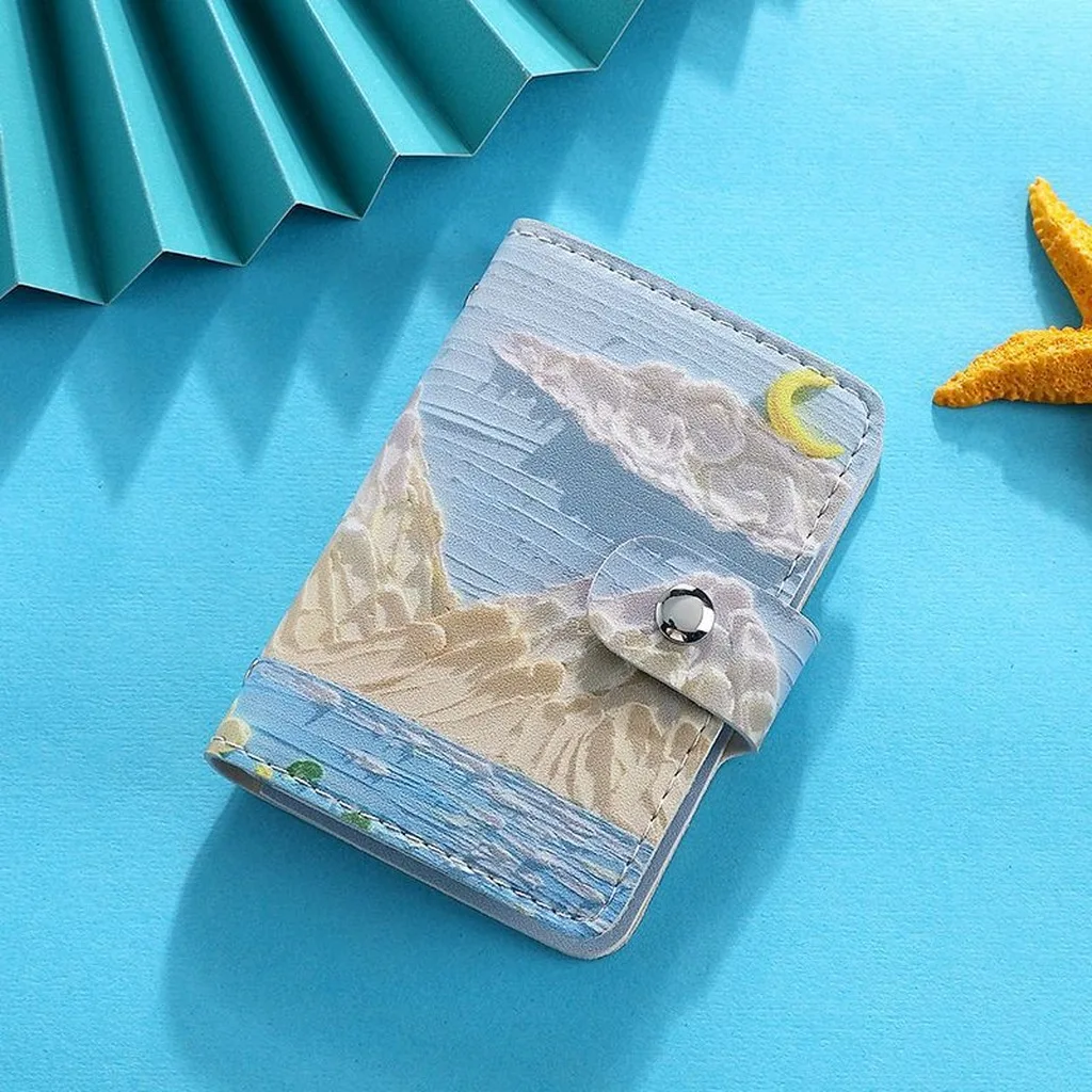 Slim Card Holder 2 In 1 Pu Leather Card Holder Id Card Holder Anti Demagnetization For Access Cards Cash Bank Cards