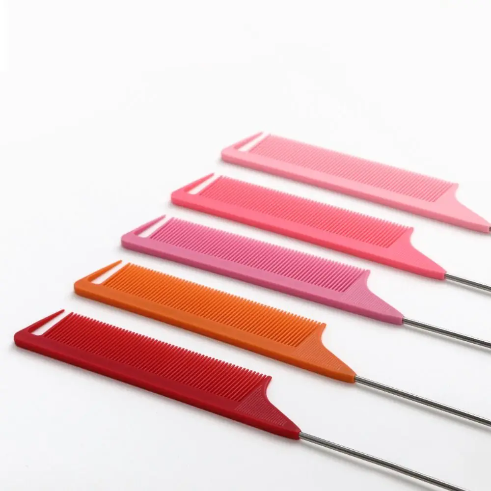 Anti-static Pointed Tail Hair Styling Comb Fine Tooth Salon Steel Tip Tail Comb Steel Needle Pin Tip Brush Barber Accessories