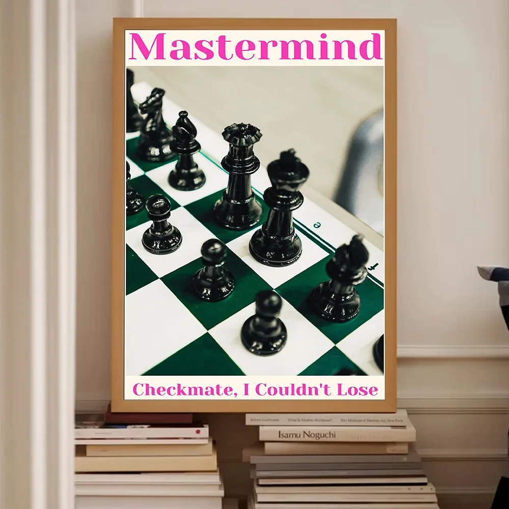 Chess Wall Art Canvas PrintAbstract Game DecorModern Home Living Room PictureBlack White Checkered ArtUnique Gift IdeaGaming Roo