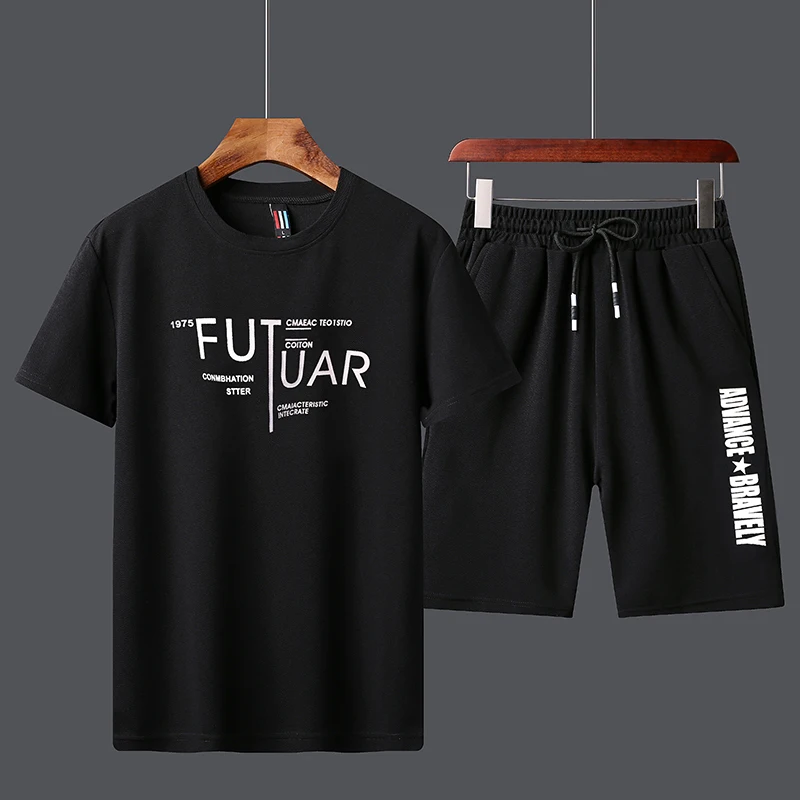 2023 Summer Tracksuit New Explosive Thin Fashion Casual Men's Suit Short Sleeve + Shorts Two-Piece Set