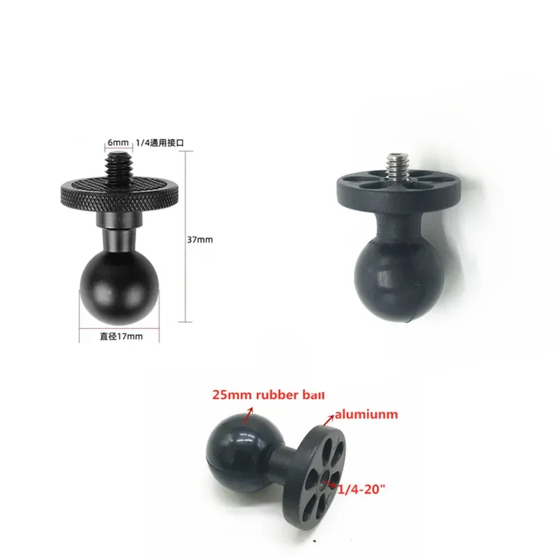 

17/25mm Metal 1 Inch Ball Head Mount to 1/4" Screw Adapter for Gopro 11 Insta360 X3 Camera Light Bracket Phone Stand GPS Holder