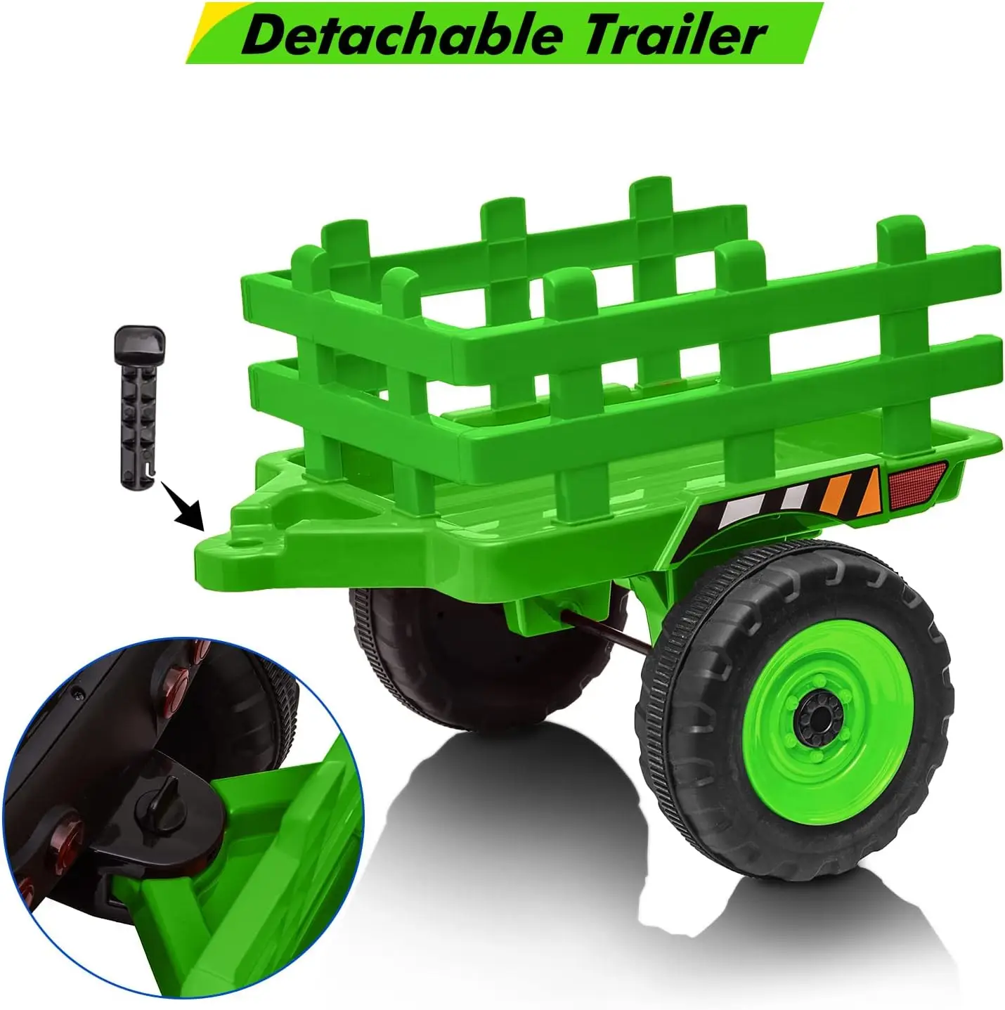 ركوب الأطفال على جرار، جرار كهربائي يعمل بالبطارية 12 فولت مع R/C ومقطورة، مركبة كهربائية للأطفال الصغار مع مصباح أمامي #4