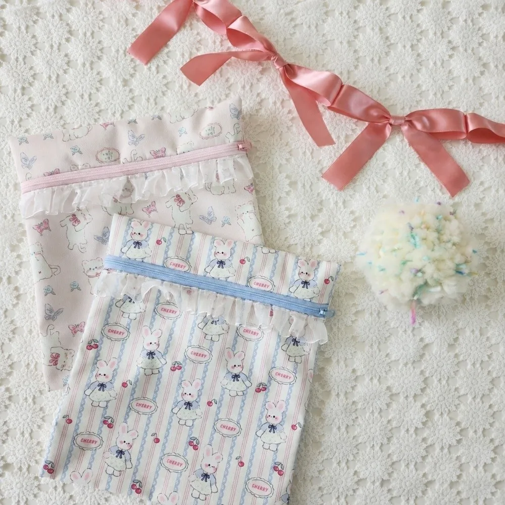 New Waterproof Storage Bag Cartoon Print Ruffle Trim Kindergarten Organizer Large Capacity Portable Travel Toiletry Bag
