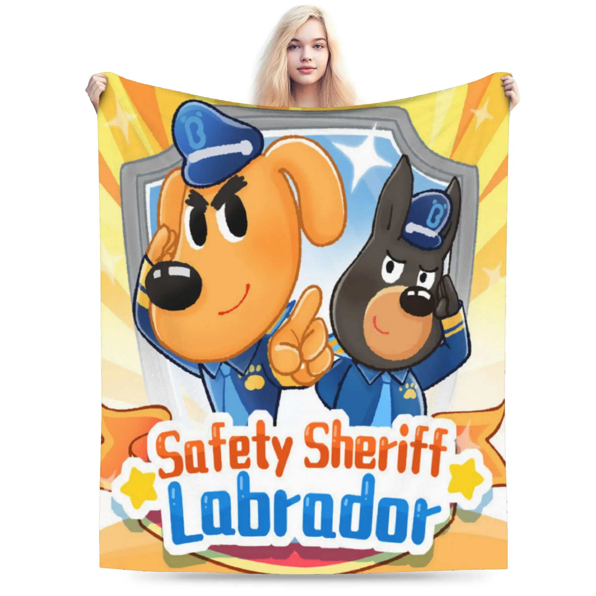 Comfortable Safety Sheriff Labrador  Blanket Stuff Sofa Decorative  Throw Blanket Lightweight Thin Flannel for Bedroom