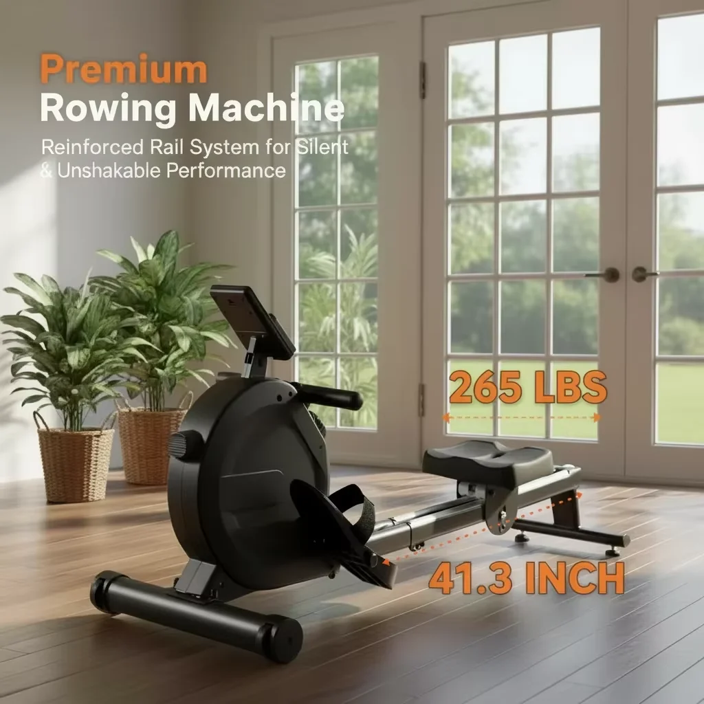 Wholesale Home Use Steel Aerobic Fitness Rowing Machine Trainer with Magnetically Controlled Anti-Slip Durable Design