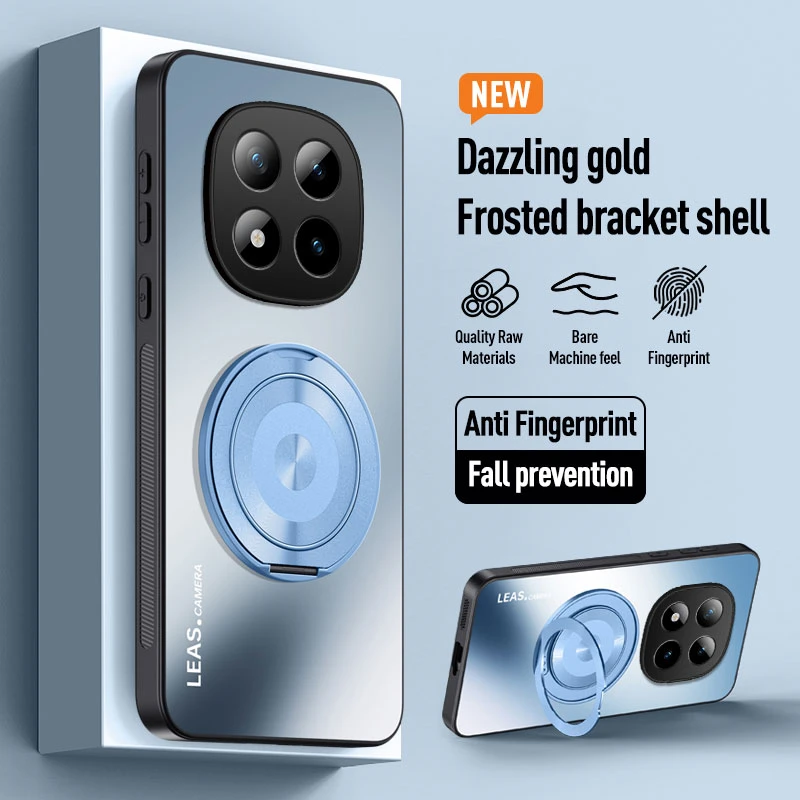 

Для Redmi Note 15 Pro Plus Чехол Жесткий матовый с кольцевой подставкой Защитный чехол для телефона Xiaomi Note 15 Pro + 5G Противоударный бампер