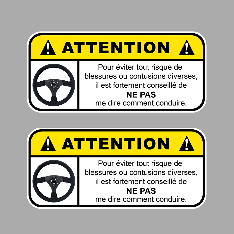 2Packs 12cmx5,5cm Danger Attention Driving Humor Fun Sticker For Car Window Bumper