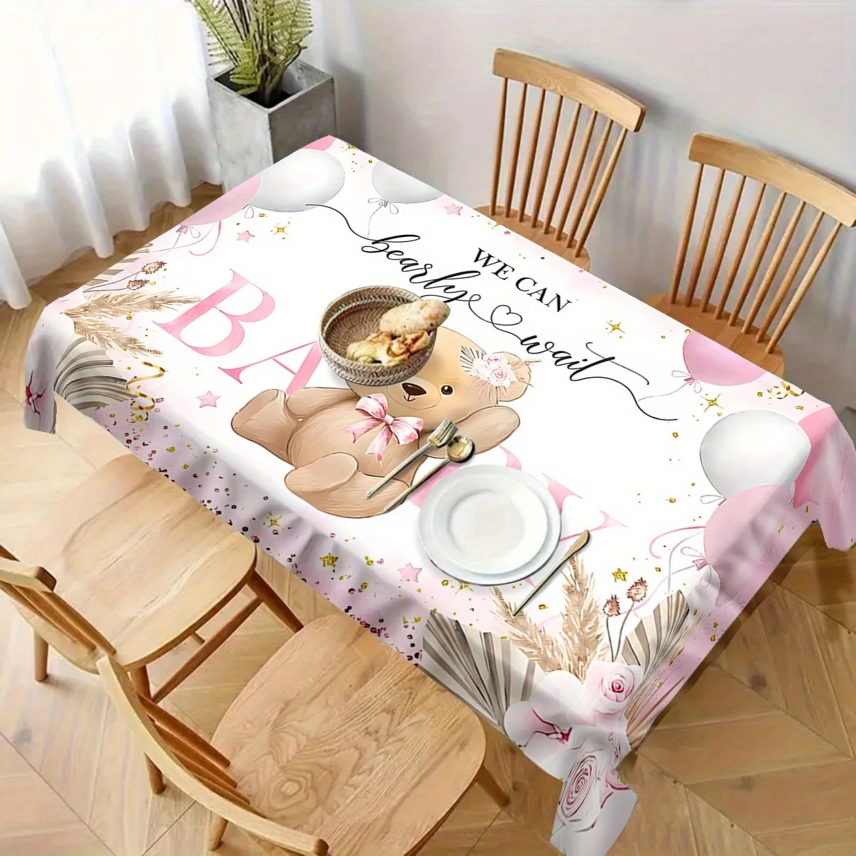 One piece of polyester material, with cute bear decorative pattern, digital printing, 6 feet in length, no wrinkleszyc