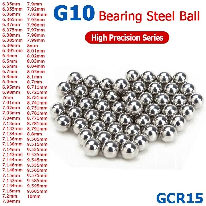 100-1000pcs 6.35~10mm High Precision Steel Balls G10 Bearing Steel GCR15 6.385/6.4/6.5/6.95/7.01/7.132/7.154/7.84/7.95/8.02/9mm