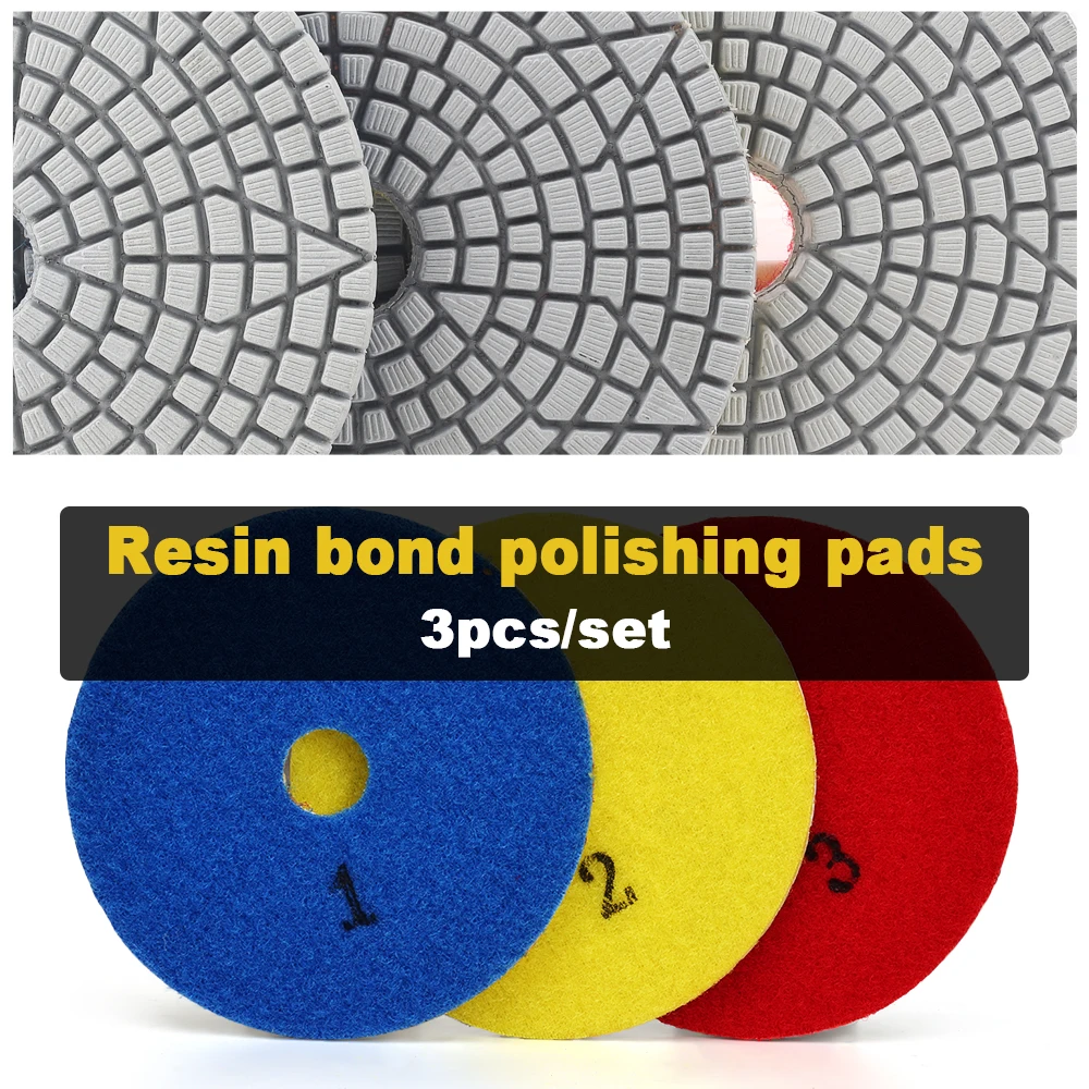 Premium 100mm 4 zoll nass flexible 3 schritt polieren pads mit 3,0mm dicke Diamant Stein Polieren Werkzeug Marmor schleifen