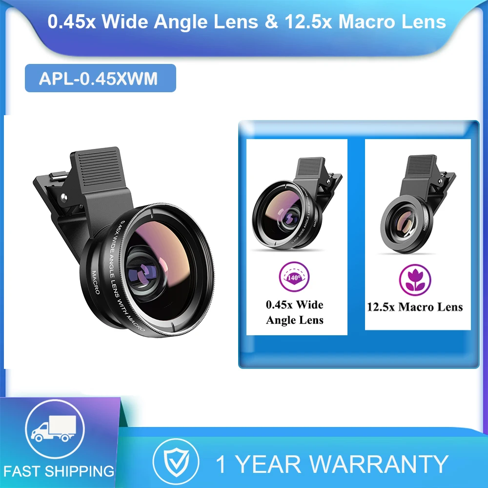 0,45X Weitwinkel-Telefonobjektivkamera für 2-in-1-Makro-Universalkamera, iPhone-Objektiv, mobile Kamera, Makroobjektiv