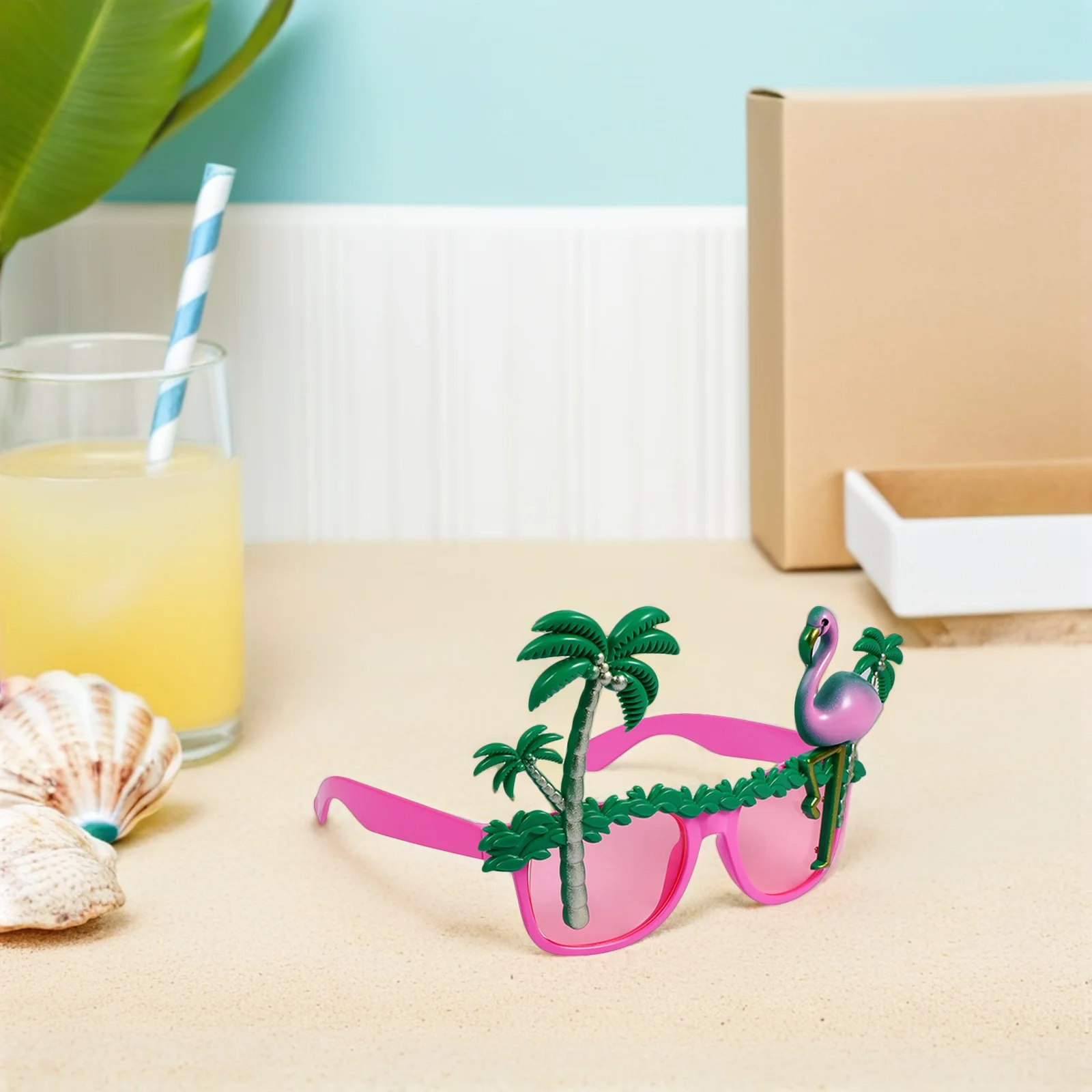 

4 шт., очки для гавайской вечеринки, забавные очки с фламинго и кокосовой пальмой, летние пляжные аксессуары для платья Луау, забавные очки