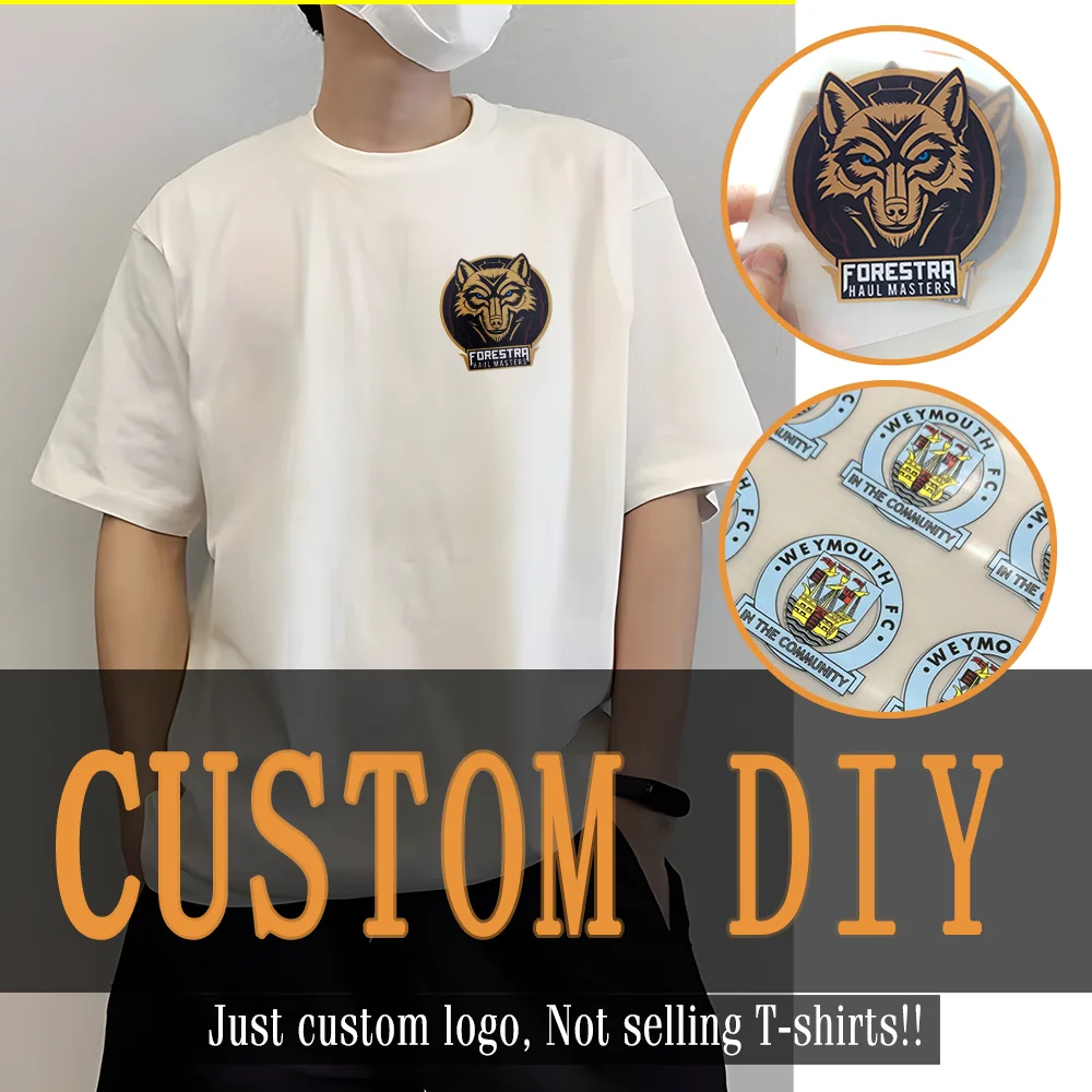 

5cm DTF Colorful Patch DIY Custom Brand Logo Or Pictures Iron On Transfer Decals Clothing Patches on T-shirt Heat Transfer