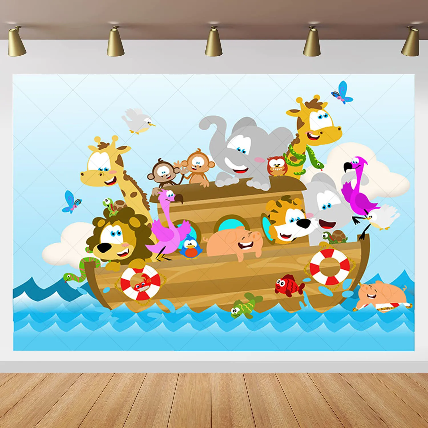 

Noah Ark Animals Photography Background Kids Birthday Baby Shower Backdrop Lion Monkey Vinyl Photo Studios Props