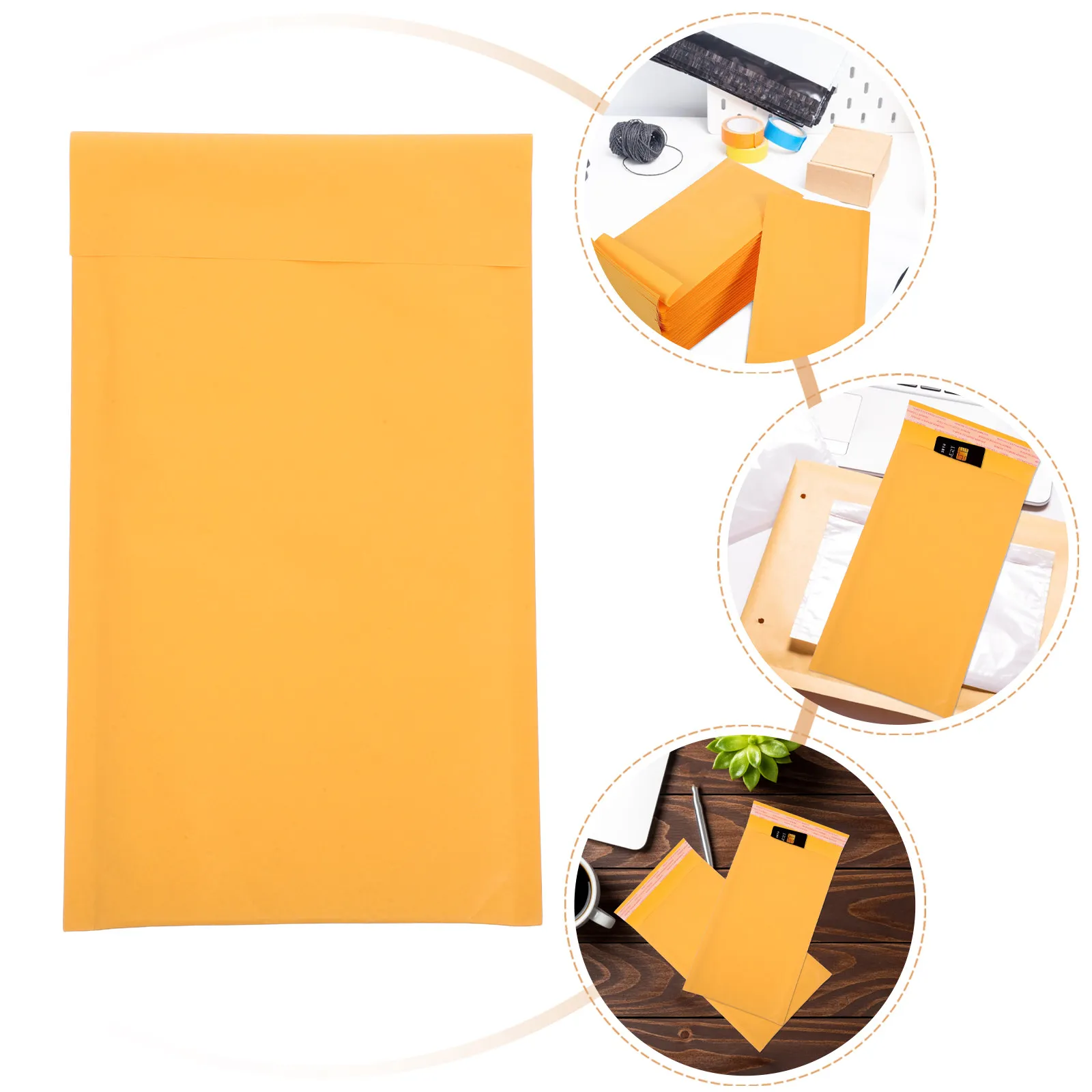 

25Pcs Craft Paper Bubble Mailers Self Sealing Padded Envelopes Protective Yellow Cushioned Mailing Bags for Shipping Small Items