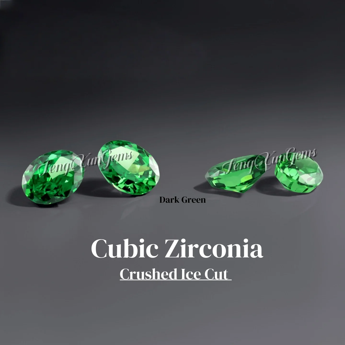 

Oval Dark Green Crushed Ice Cut Zirconia Synthetic Gems 4K Cutting 5A Quality CZ For Inlay Jewelry For Gift
