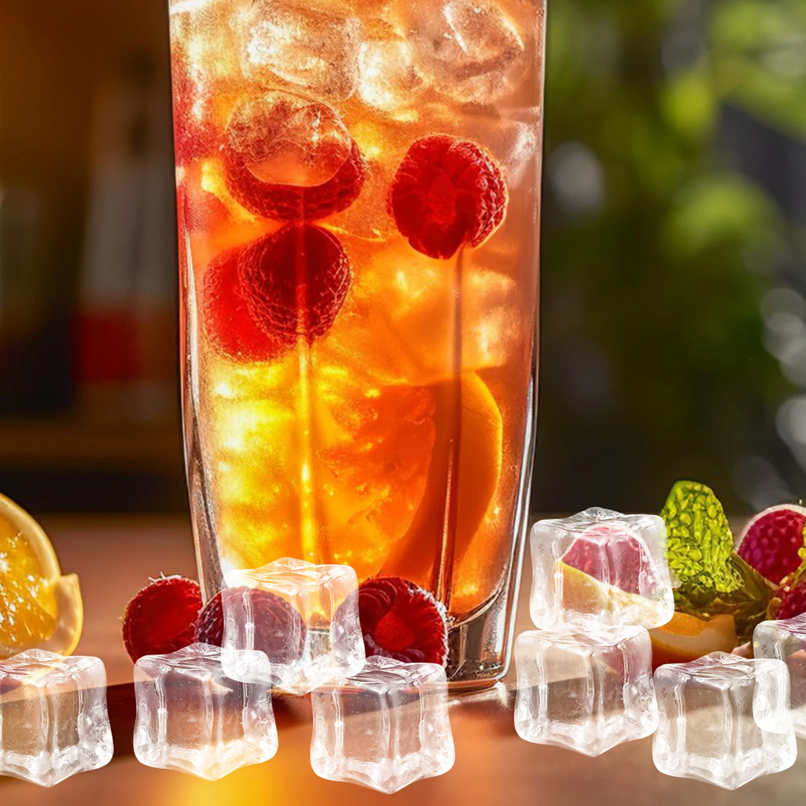 130 peças cubos de gelo simulados 18mm pedras de gelo falsas transparentes para mesa artificial enchimentos de vaso de dispersão decoração peça central coquetel