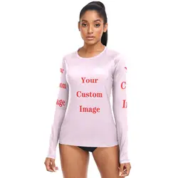 Women Long Sleeve Quick-drying Top Custom Image Rash Guard Surf Shirts Running Biking Rashguard Shirt Swimsuit UPF 50+ Beachwear